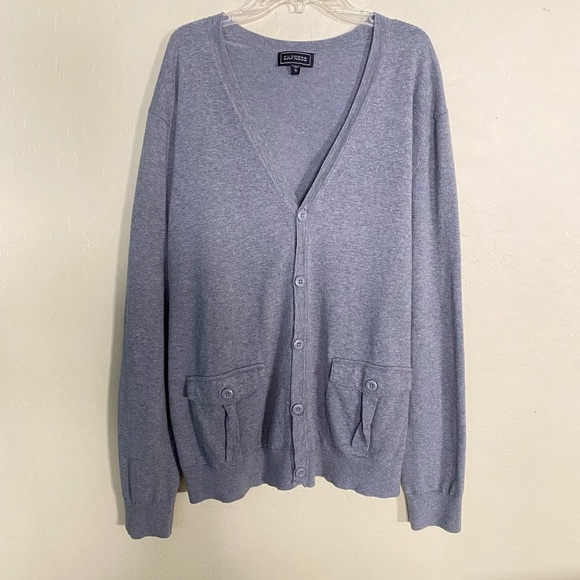 Express Gray Men Cardigan Size X-Large - Picture 3 of 14